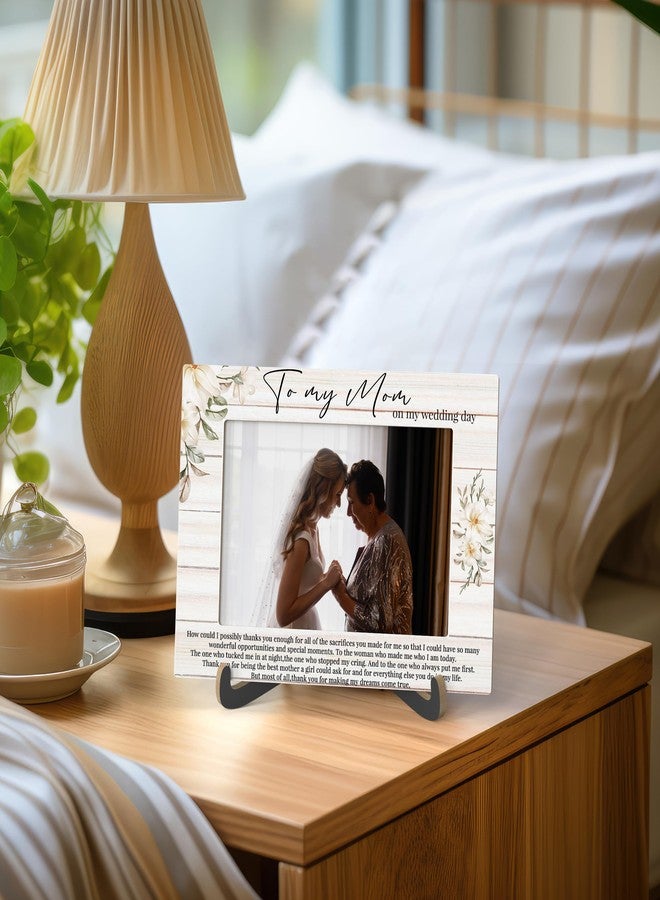 Zmyollo Mother Of The Bride Picture Frame, To My Mom On My Wedding Day - Wooden Tabletop Photo Frame With Stand, Mother Of Bride Gifts From Daughter, Thank You Gift For Mom, A14 - Image 3